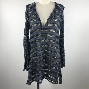 Free People Striped Mesh Hooded Tunic